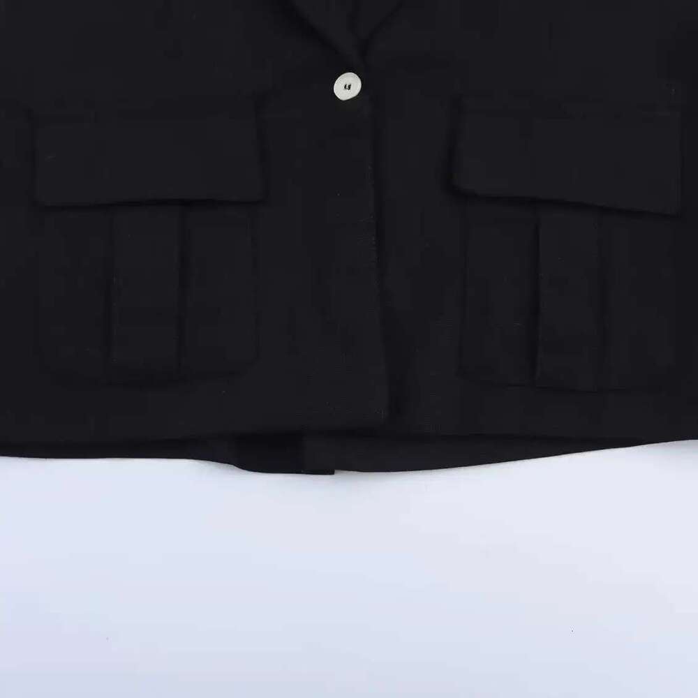 TRAF & Women 2025 Spring New Fashion Blended Pocket Single Buckle Vest Lacquer Straight Leg Pants Suit Trousers Mujer