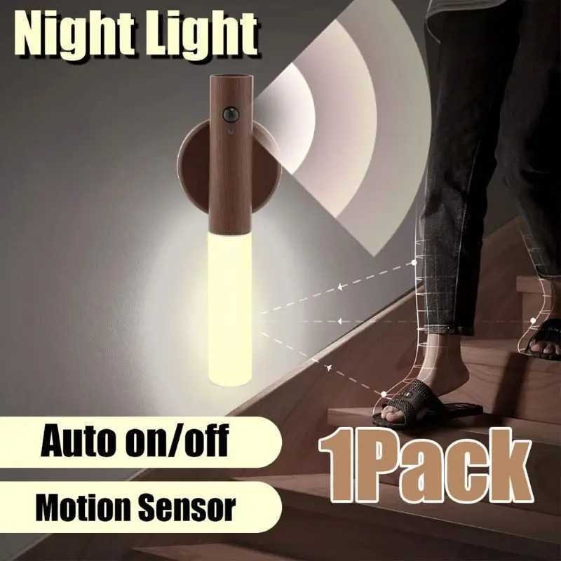 1/2/4PCS Motion Sensing Night Light Rechargeable Wireless Corridor Wall Light Wardrobe Light Bedroom and Home Desk LampXJ250526