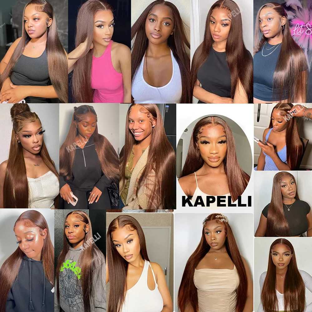 #4 Brown Bundles with Closure Human Hair 4x4 13x4 Straight Bundles and Frontal Brazilian Remy 3/4 Tissage Weave Hair Extensions S25526 - view 7