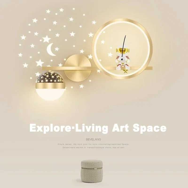 Childrens Room Bedside Creative Astronaut LED Wall Lamp Night Light Space Decor Living Room Bedroom Background Wall LightingXJ250526