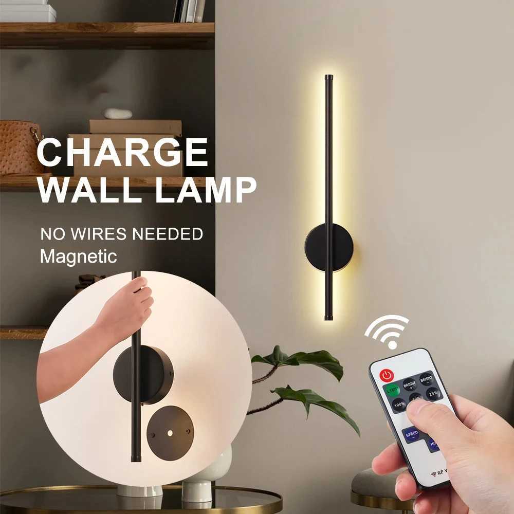 Rechargeable 50cm/80cm Wall Light Wireless LED Internal Wall Sconce Modern Beside Night Lamp for Bedroom Remote Control 1PCSXJ250526