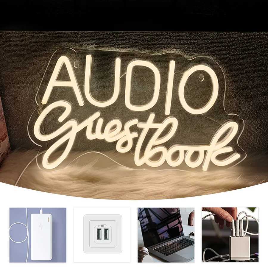 Audio Guestbook Neon Sign Wedding Message LED Neon Wall Decor Bedroom Bar Party Wedding Scene Luminous Sign Wall Lamp. W250526