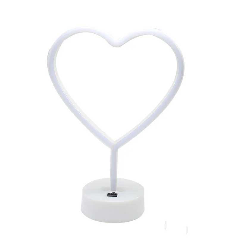 Heart-Shaped Neon Sign LED Pink USB-Powered Battery Decorative Light for Bedroom Decor Table Night Light 02 W250526
