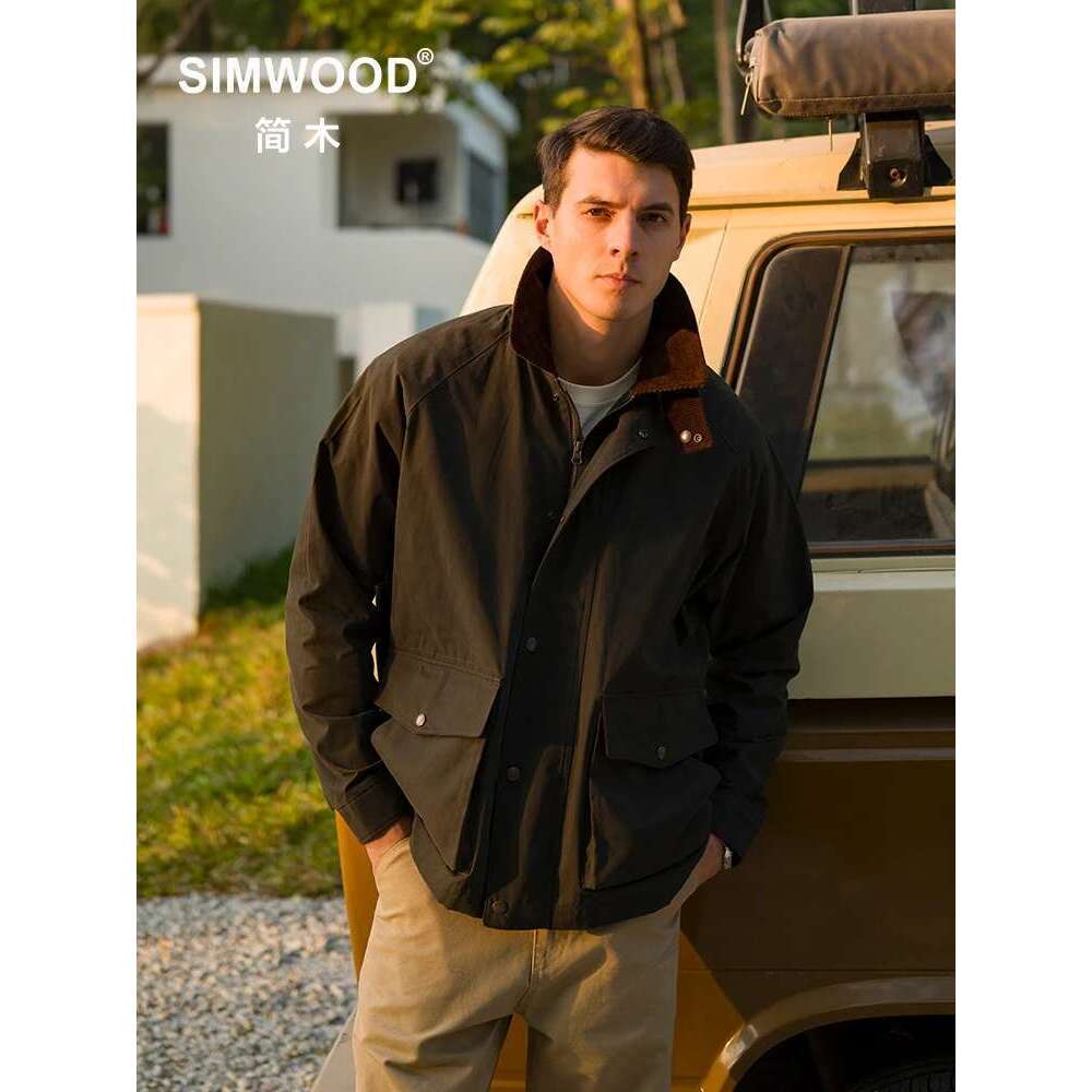 SIMWOOD 2025 Spring New Oversize Water Jacket Men Washed Vintage Coats Plus Size Quality Clothes