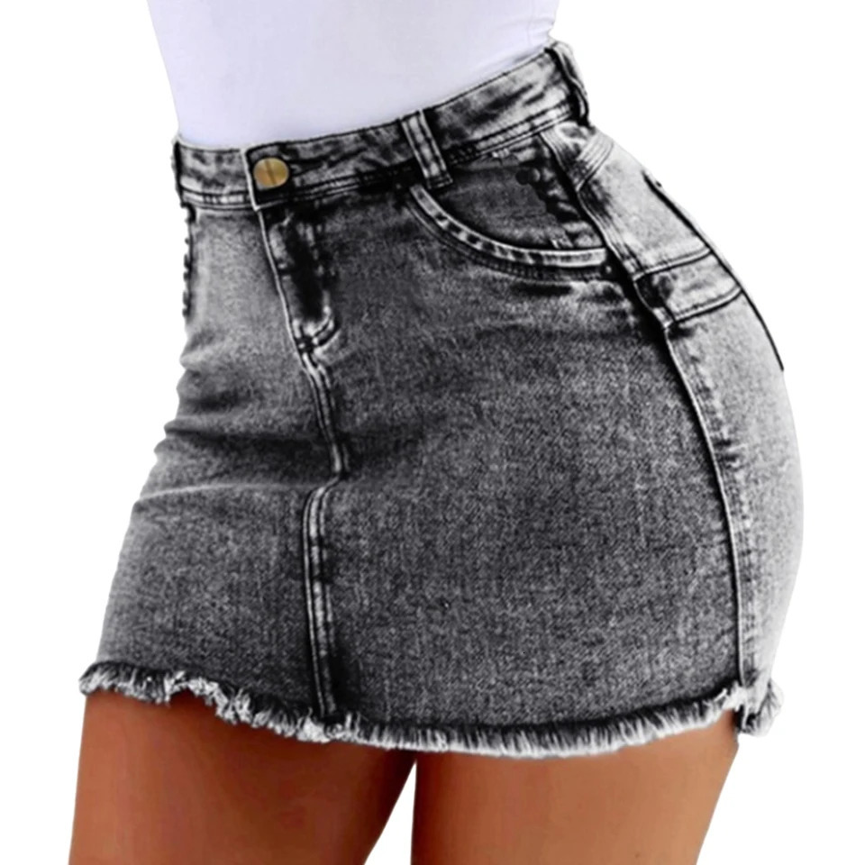 ALine Sexy Vintage Denim Skirts For Women 2024 Summer Elastic Bodycon Slim Hip Mini Short Dress Korean Fashion Female Clothing 250516Z