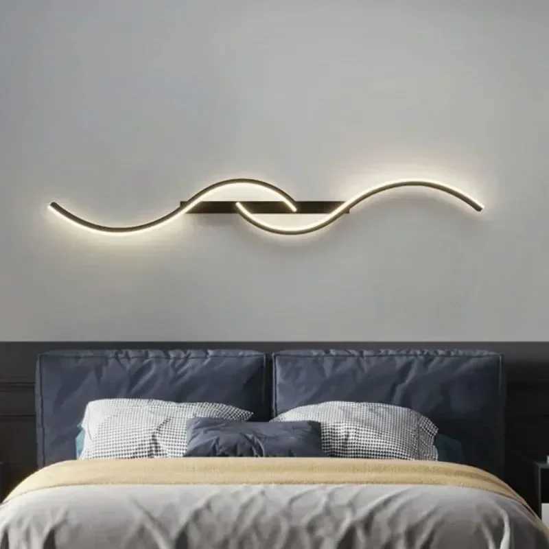 Modern LED Wall Lamp Minimalist Bedroom Bedside LED Sconce Long Strip Lustre Living Room Sofa Home Interior Lighting FixturesXJ250526