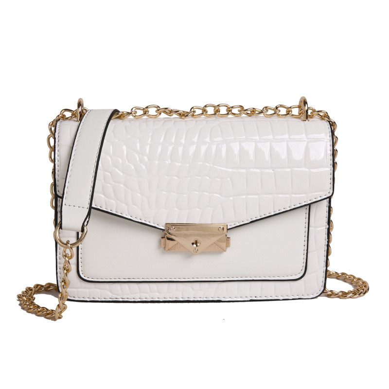 Women's Yuzi Bags 2025 New Crocodile Pattern Small Square Single Shoulder Crossbody Chain Bag