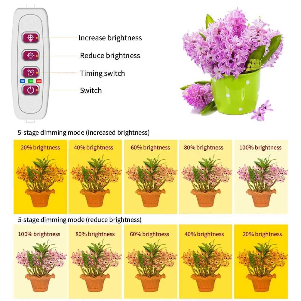 1/2/3/4 LED Grow Light Strips for Indoor Plants USB Full Spectrum Phyto Lamp Dimmable Timer Seedlings Vegetables Flower Growing LampXJ250526