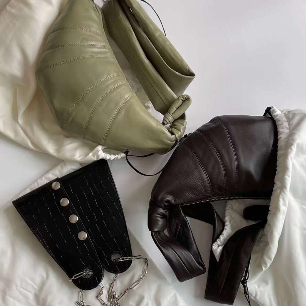 Croissant Sheepskin Single Shoulder Crossbody Chest Dumpling Niche Texture Genuine Leather Underarm Baguette Waist Bag