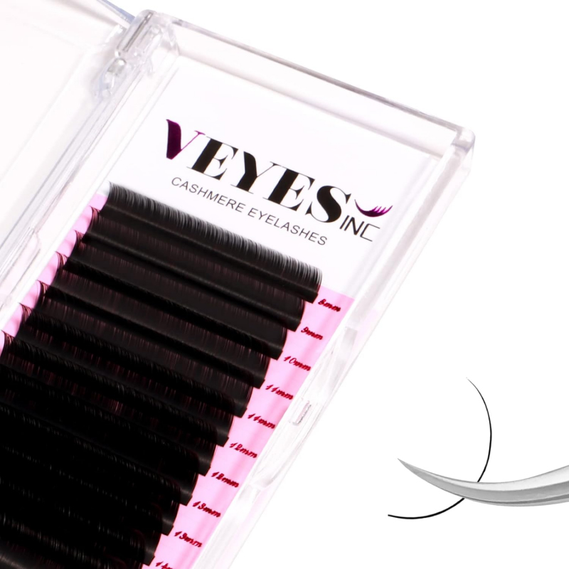Veye Wholesale Volume Silk Eyelash Velvet Cashmere Russian Matte Black Vegan Custom Logo Volume Lash Extention