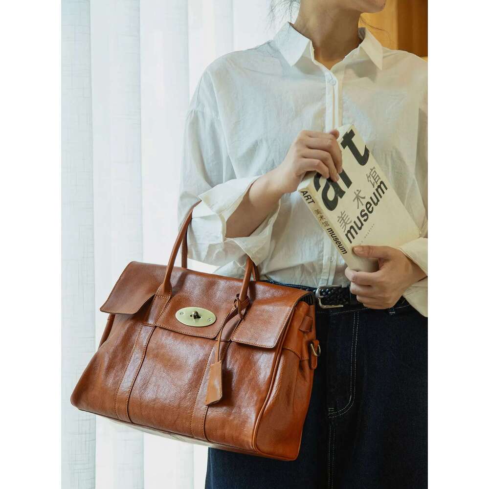 Fashion vintage designer handmade genuine leather women large capacity handbag cowhide multifunctional shoulder crossbody bag