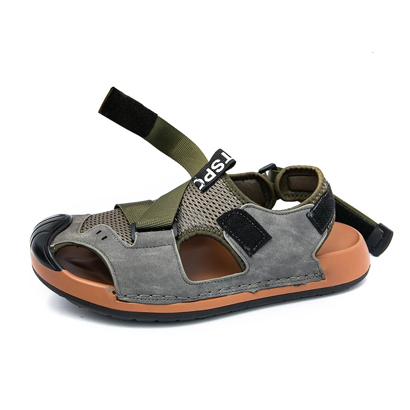 Summer Outdoor Leather Breathable Men Sandals Casual Shoes For Beach Waterproof Footwear Man Anti Collision Toe 250523BJ - view 6