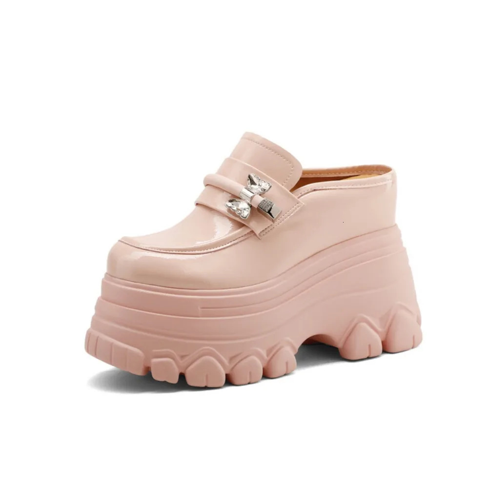 High Heels Baotou Half Slippers Womens Summer Genuine Leather Fashion Mules Shoes Thick Heel Wedges Slippers 250526BJ - view 5
