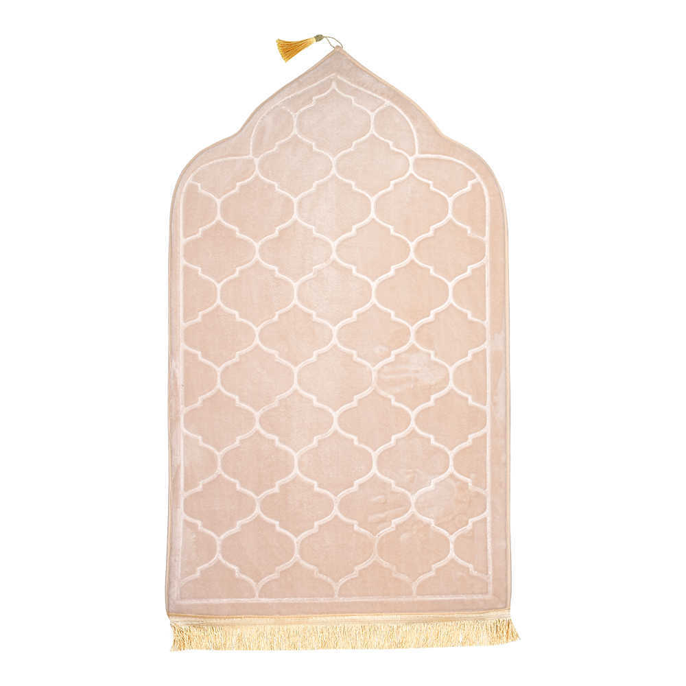 Soft Worship Kneel Travel Prayer Rug Non-slip Prayer Mat Flannel Carpet for Muslim Ramadan Embossing Floor Carpets Portable M250526