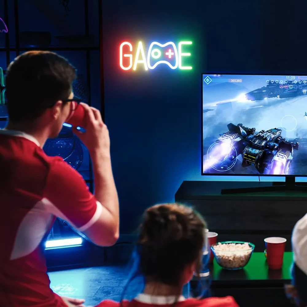 GAME Neon Sign Dimmable LED Neon Signs Wall Decor USB Powered Game Neon Lights LED Light Kids Gamer Gift For Birthday Christmas W250526