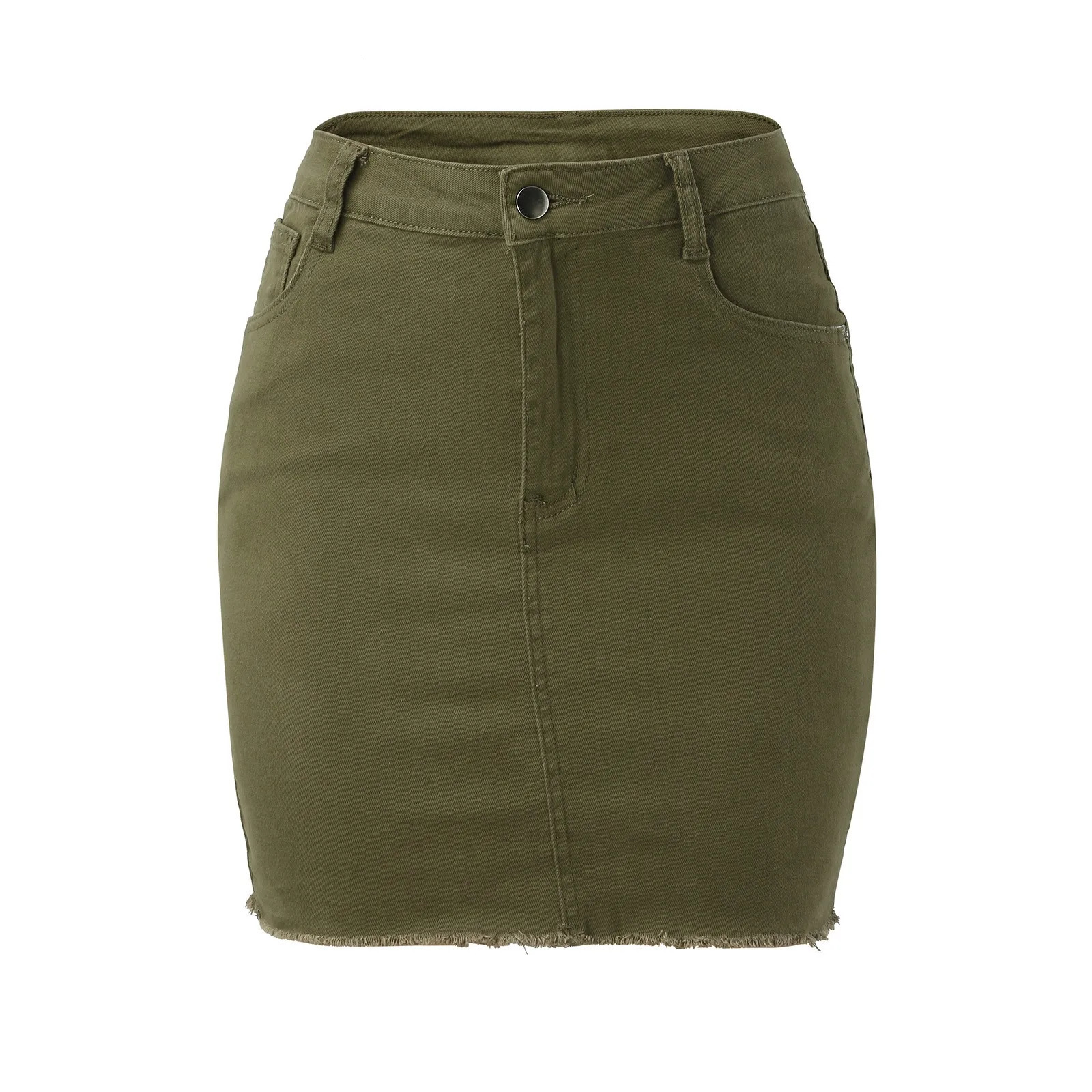 Skirt with Suspenders Daily Casual Classic Blue Buttons Pockets Ripped Zipper Denim Women Skirts Short 250516Z