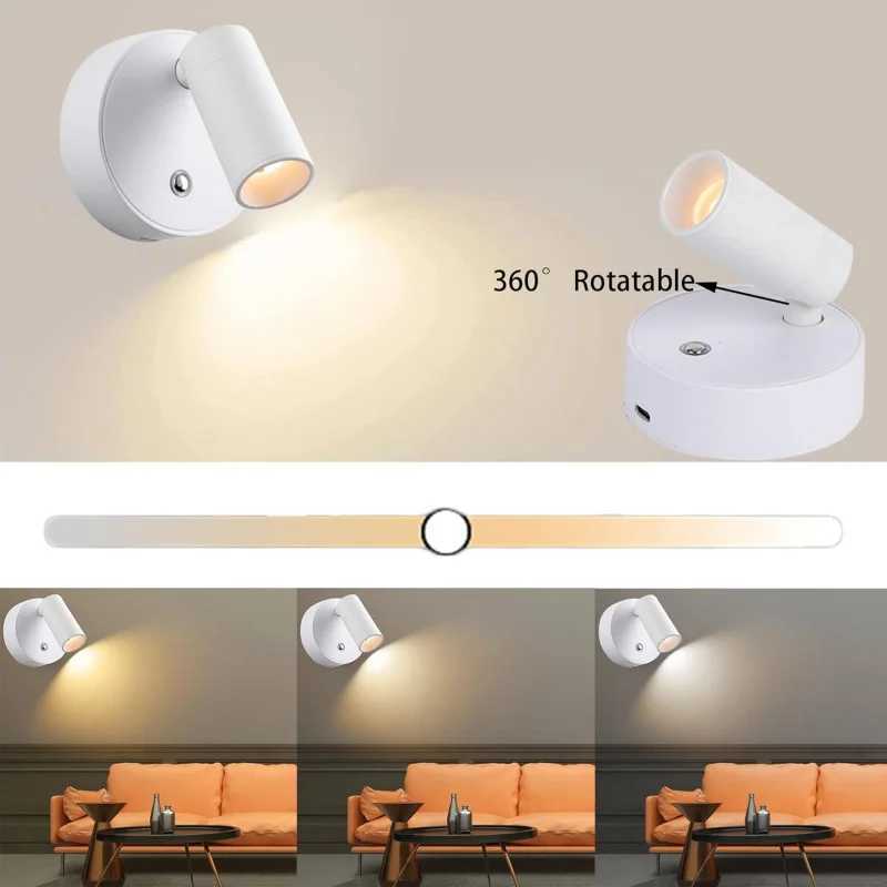 Touch night light wall lamp USB rechargeable LED cordless wall lamp dimmable bedside lamp for reading bedroom study home lightingXJ250526