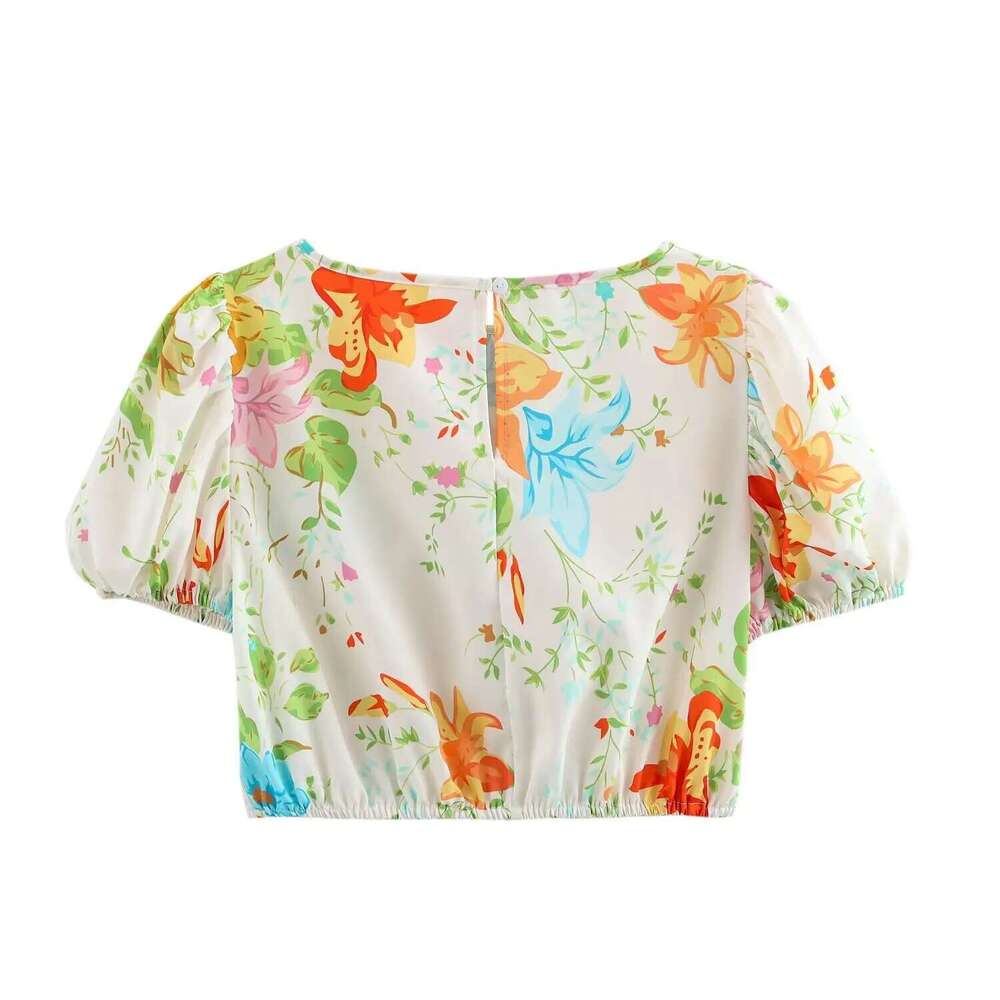 Pb&Za Summer New Women's Fashion Temperament Vacation Style Printed Short Sleeved Shirt High Waisted Skirt Two-Piece Set