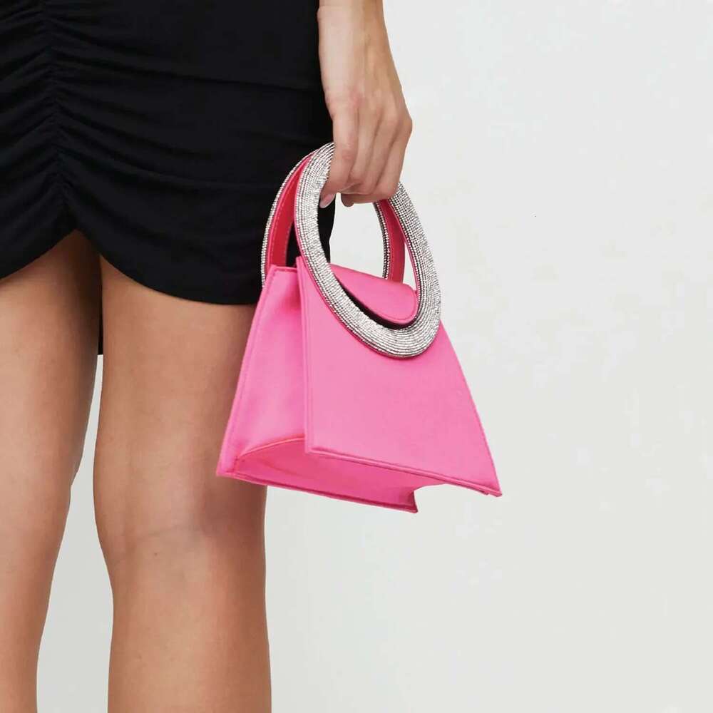 Rhinestone Evening Clutch Round Dia Handle Handbags Satin Shoulder Bags Party Wedding Purses Ladies Designer Bag Tote