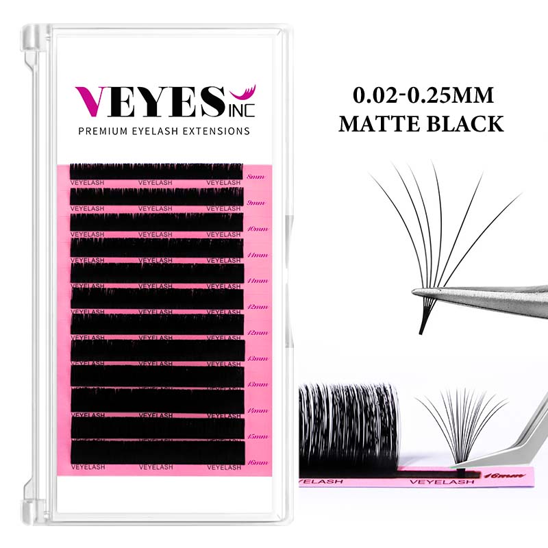 VEYES Dark Cashmere Lash Trays Matte Black Faux Mink Lash Extensions Volume Trays Wholesale Fluffy Individual Lashes