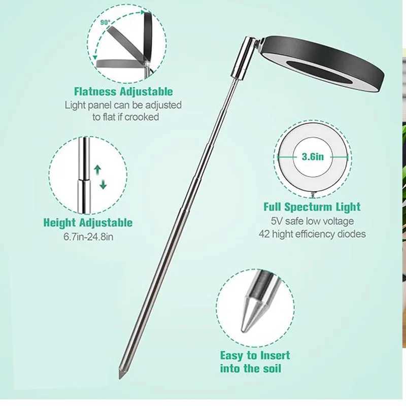 Full Spectrum Indoor Solar LED Growth Light Flower Floor Telescopic Fill Light Annular Plant Light Small Growth Light Phyto LampXJ250526