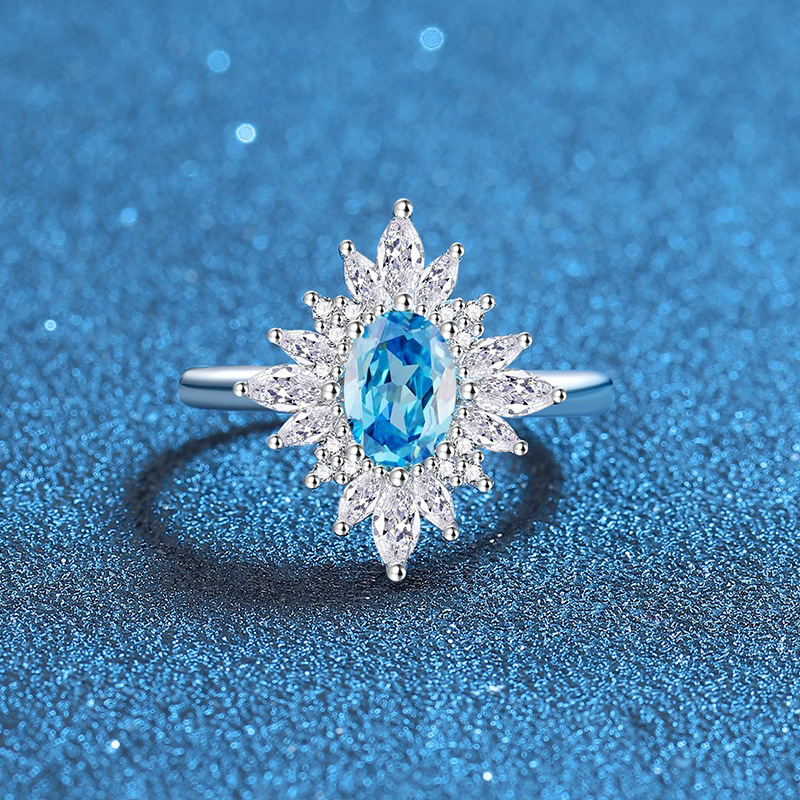 Elegant Oval Green Gemstone Ring for Women, Sunburst Cluster Halo Design in 925 Sterling Silver, Vintage Floral Cocktail Jewelry Gift