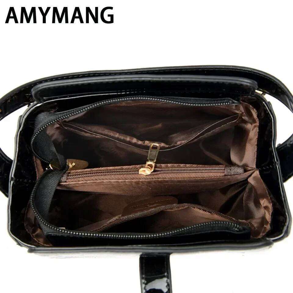 Women Patent Handbag High Quality lnterior Slot Pocket Leather Bucket Female Shoulder Brand Crossbody Bag