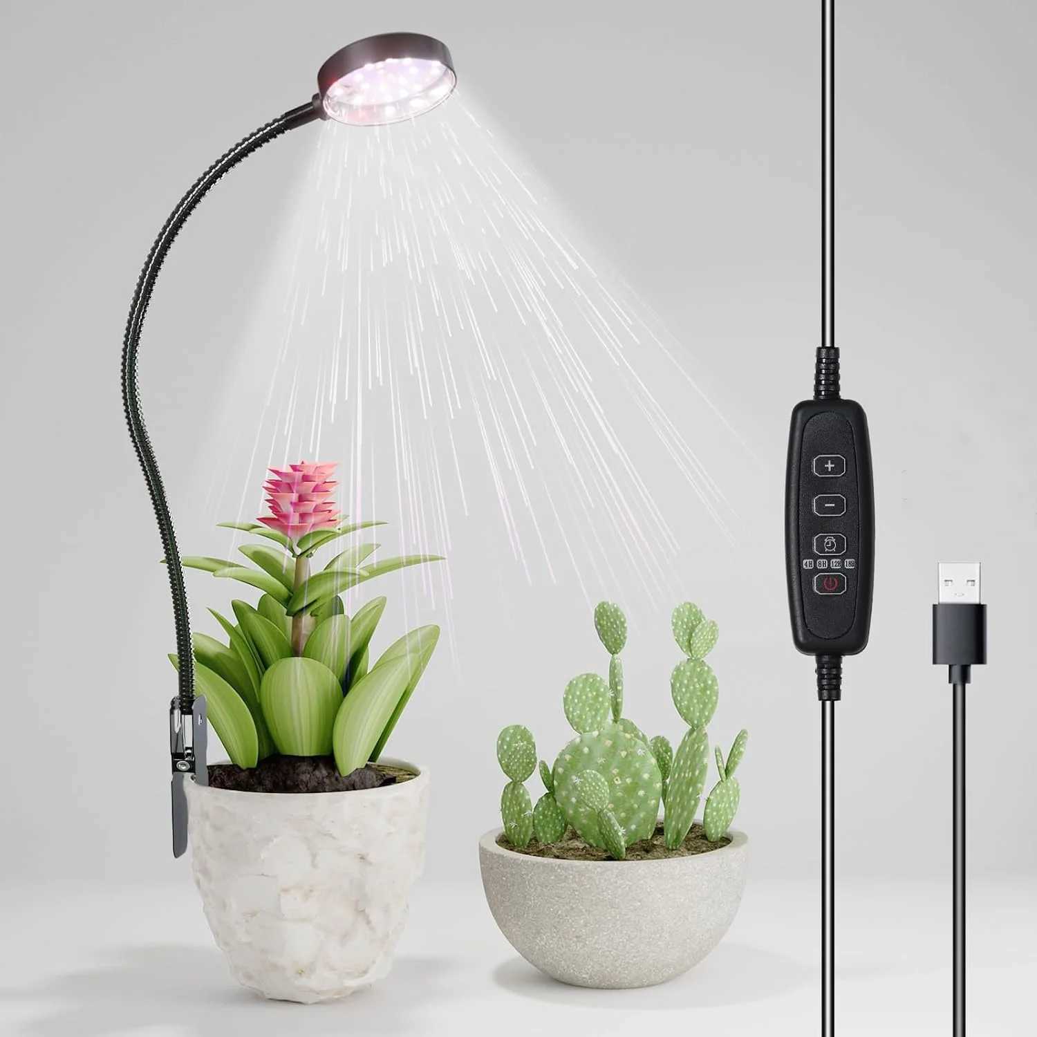 USB LED Grow Light 6000K Full Spectrum Pot Plant Light 5V Gooseneck Clip-on Plant Lamp With Dimmable Auto ON/Off 4/8/12/18HoursXJ250526