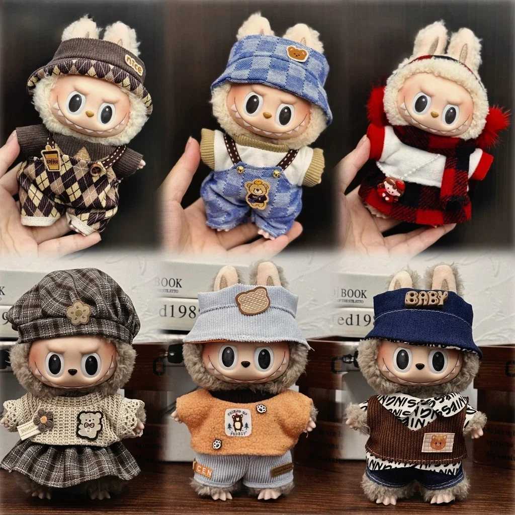 17cm Labubu Doll Clothes Capybara Cos Suit V1 V2 V3 Outfit Stylish Clothing Set for Plush Toy Dolls Accessories X2505261