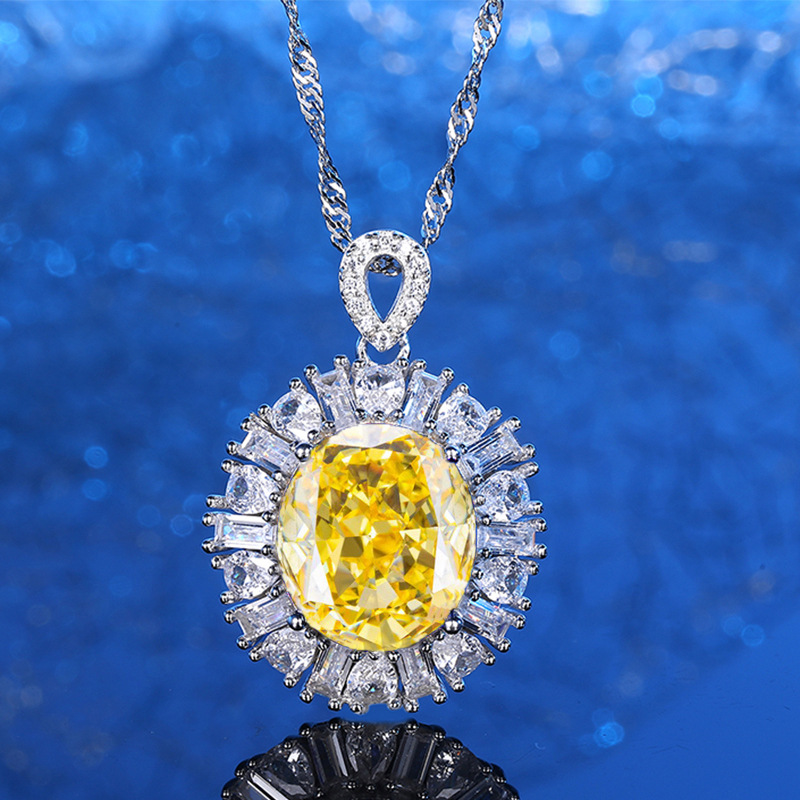 925 Sterling Silver Multi-Color Nano Gemstone Pendant Necklace, Featuring Green, Red, Yellow, and Blue Sapphires, High-End Luxury Silver Jewelry for W