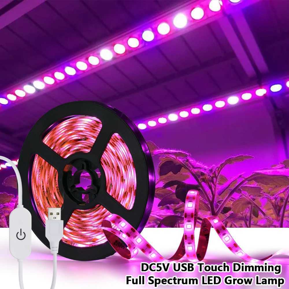 USB Dimming LED Grow Light Full Spectrum Switch Plant Light Waterproof IP65 DC 5V LED Strip Phyto Lamps For Vegetable FlowerXJ250526