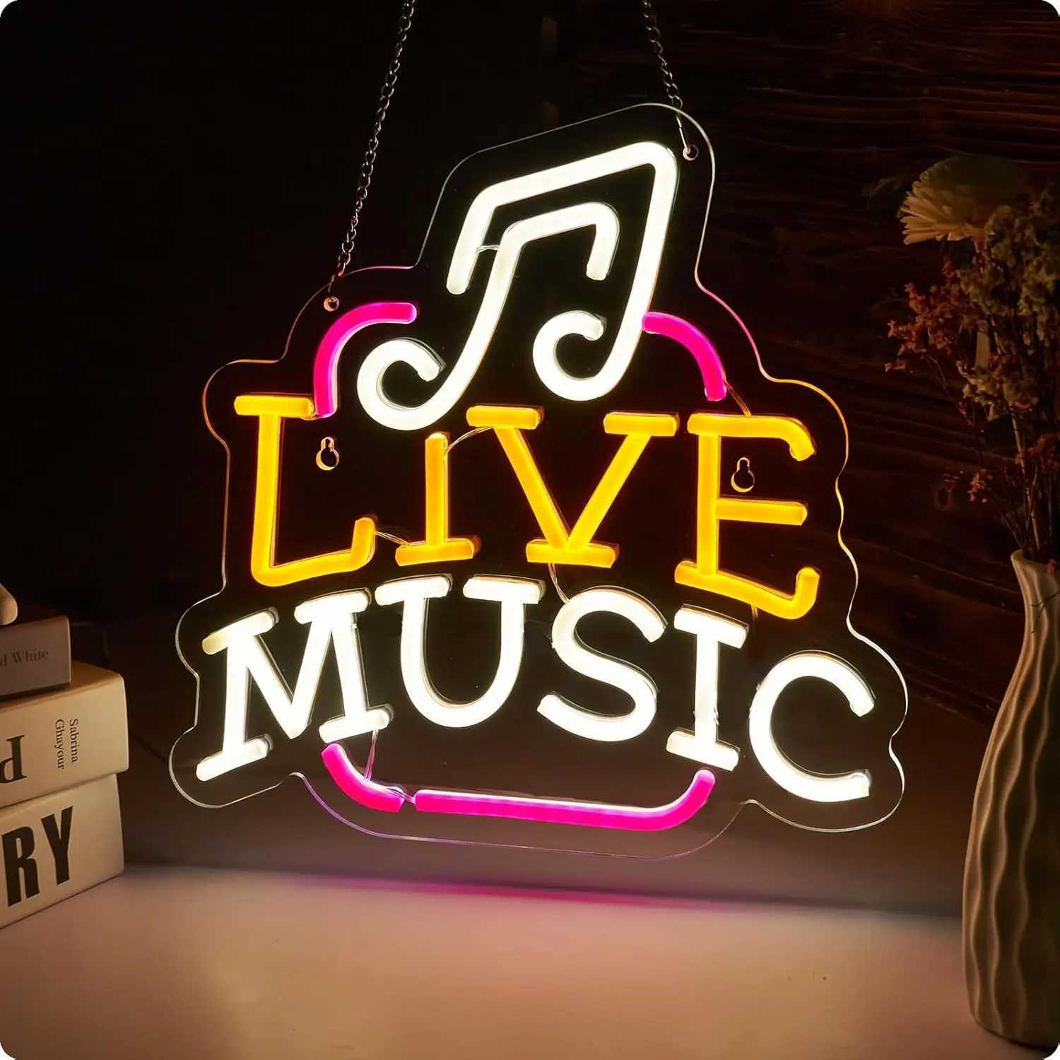 Live Music Neon Sign USB Dimmable Energy-Saving LED Neon Light for Bedroom Bar Club Studio Party Neon Decoration Gift W250526