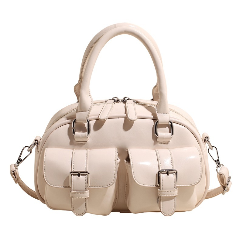 Korean Style Niche Bowling Ball Small for Women New Simple Texture Pillow Casual Commuter Shoulder Crossbody Bag Trendy