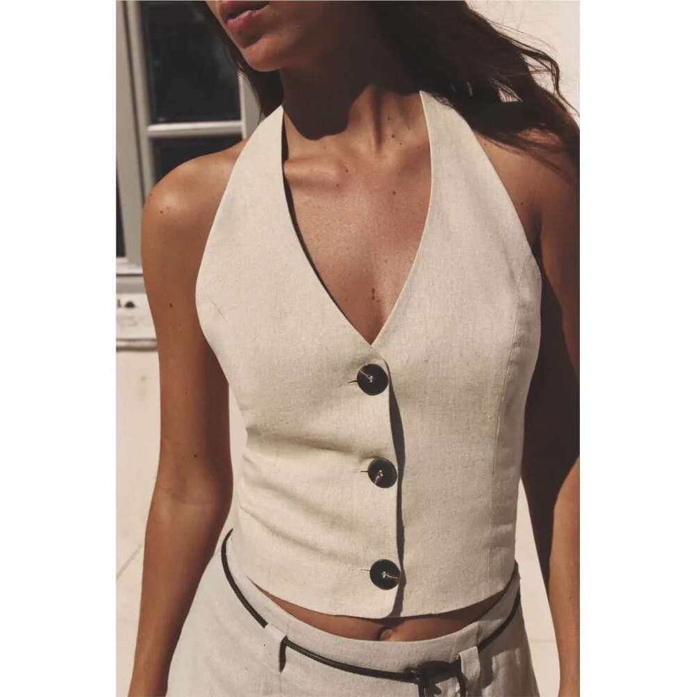 TRAF Womenskirt Belt 2 Backless V Neck Halter Tops With Button Long Skirts Two Piece Set Women Outfit