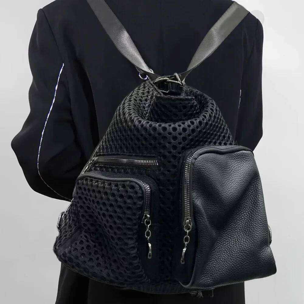 Women's Bags Designer Ladies' Fashionable Nylon Mesh Ed Backpack With Large Capacity, Casual Multiple Pockets, Lightweight Shoulder Bag
