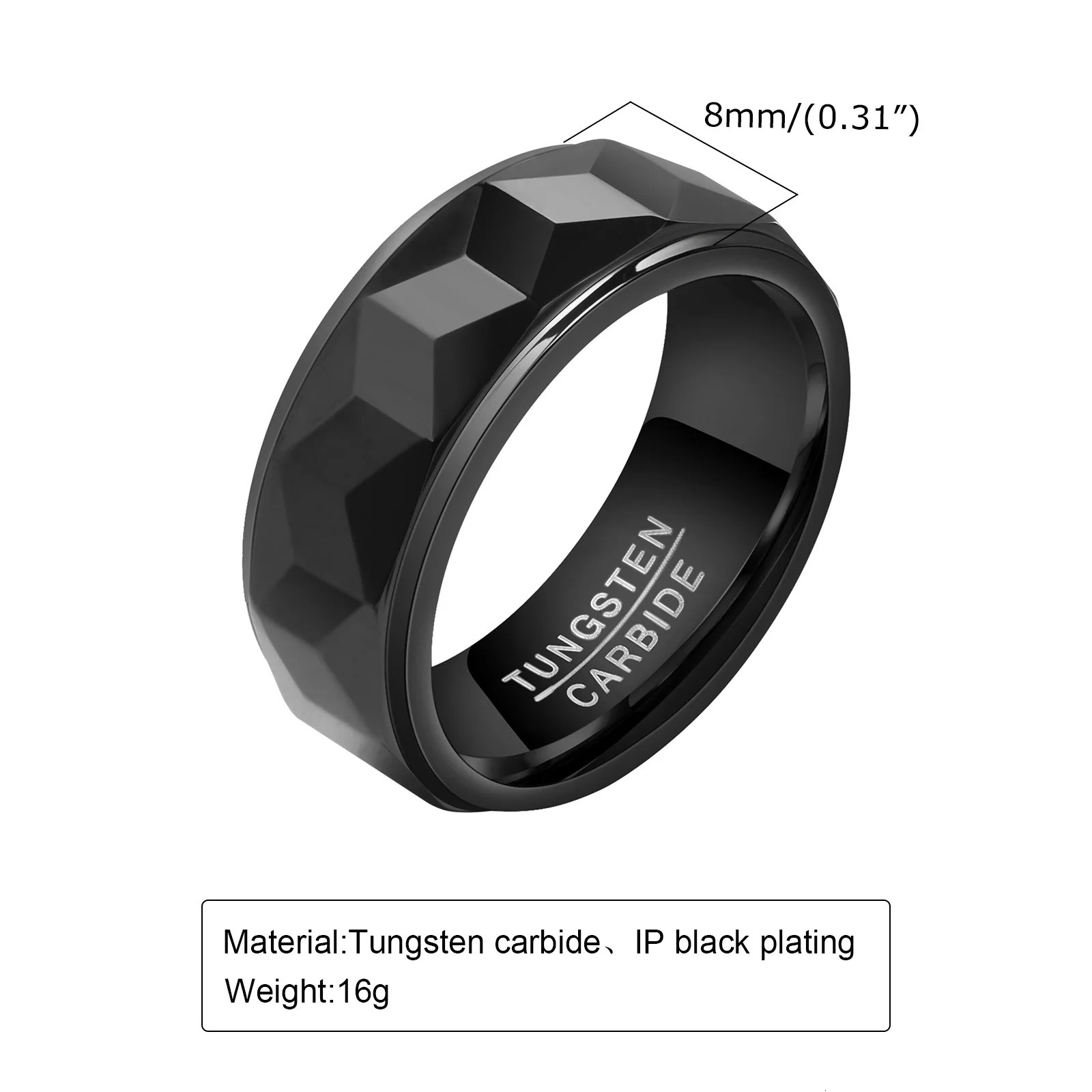 JHSL Men Statement Tungsten Rings Black Gold Color High Quality Fashion Male Jewelry Christmas Gift Size 7 8 9 10 11 12 250519