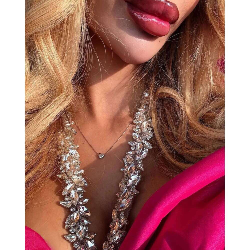 Red Black Women Sexy Halter Off the Shoulder Crystal Ruffles Bodycon Long Bandage Dress Nightclub Party Birthday Celebrate Wear