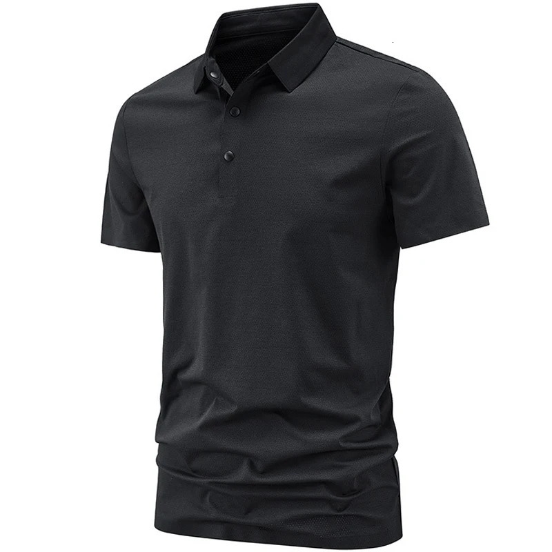 Mens high quality summer lapel mens short sleeve polo shirt fringe solid color business casual M5XL 2562 250526