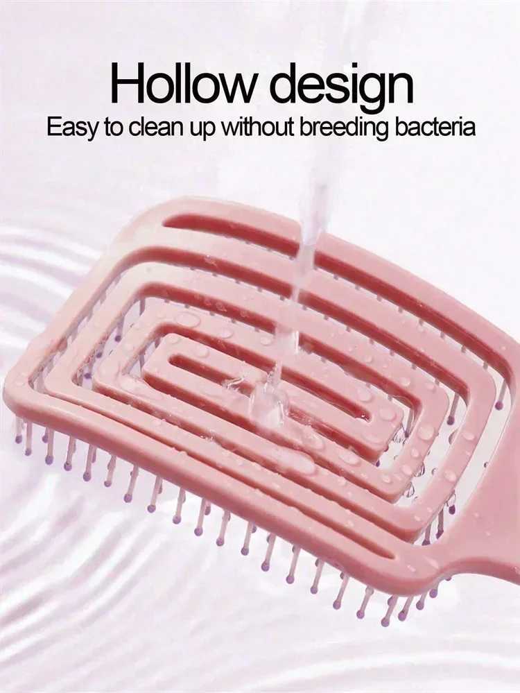 Ribbed Comb Volumizing Detangling Hair Brush Women Long Hair Massage Comb with Hollowed-Out Design for Home Use Body Care Travel R250526