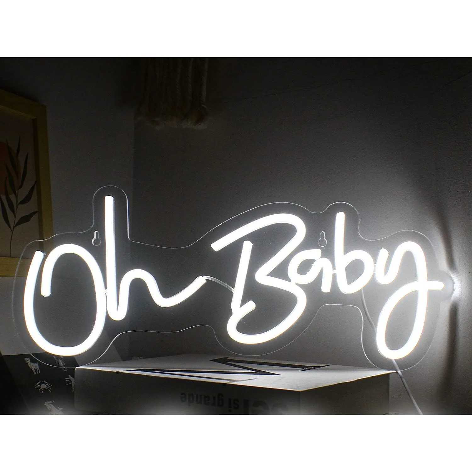 Oh Baby LED Neon Sign USB Powered Light Up Sign for Wall Decor Wedding Engagement Bedroom and Valentines Day Celebrations W250526