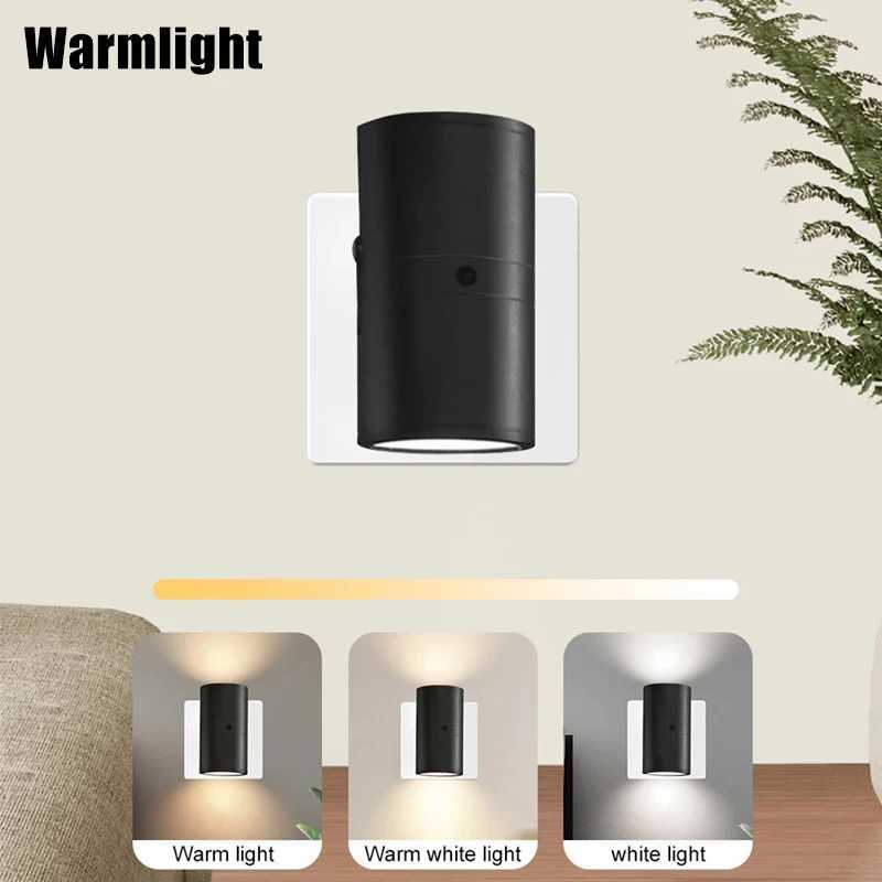 RGB LED Night Light Modern Cylindrical Wall Lamp EU/US Plug-in Sensor Adjustable Brightness for Bedroom Kitchen Corridor BedsideXJ250526