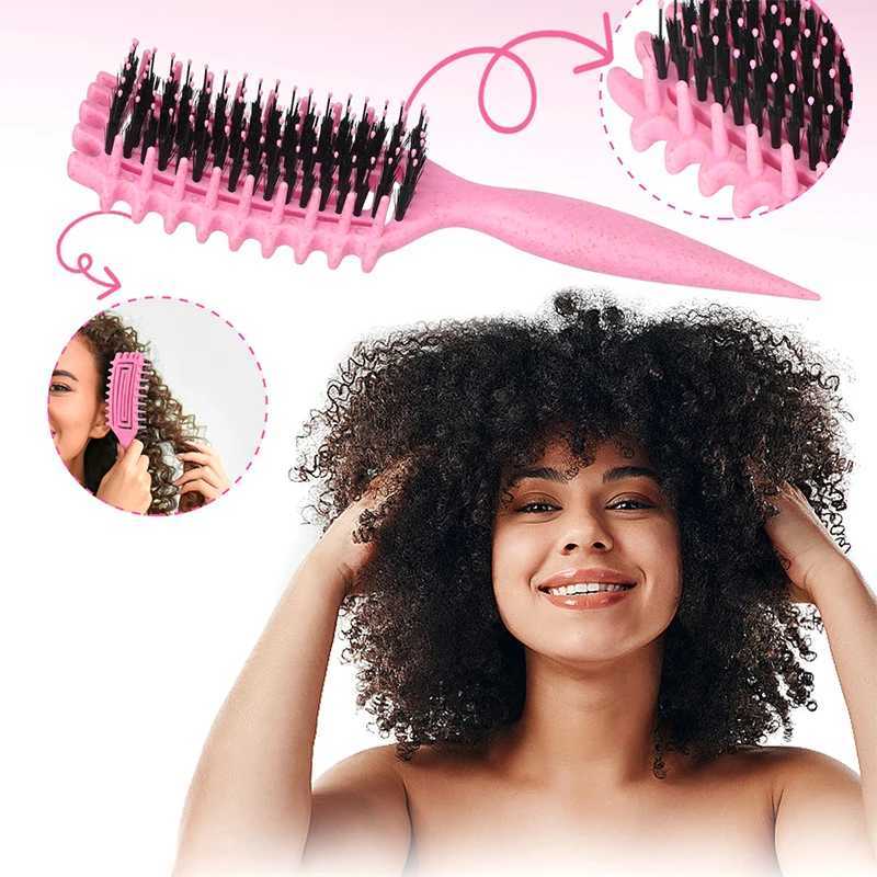 Wet Curly Hair Brush Defining Curl Hairbrush Massage Detangling Black People Detangler Hollow for Blow Drying Brushes R250526