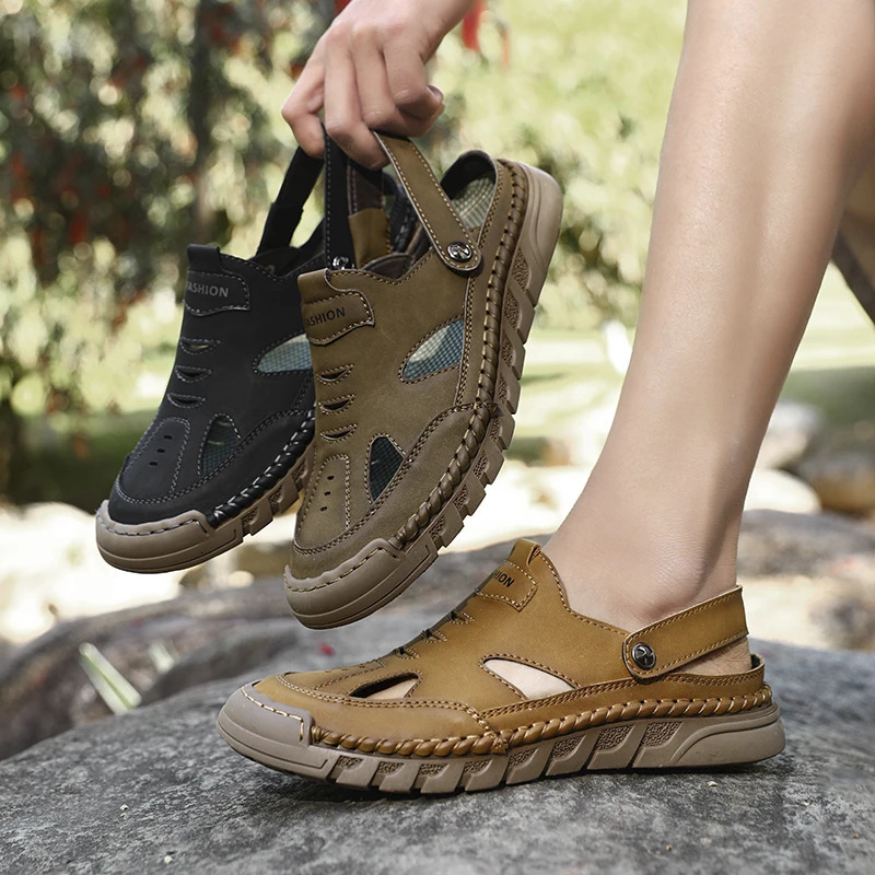 Summer Mens Sandals Quality Leather NonSlip Men Slippers Outdoor Beach Classic Water Trekking Roman 250523BJ - view 7