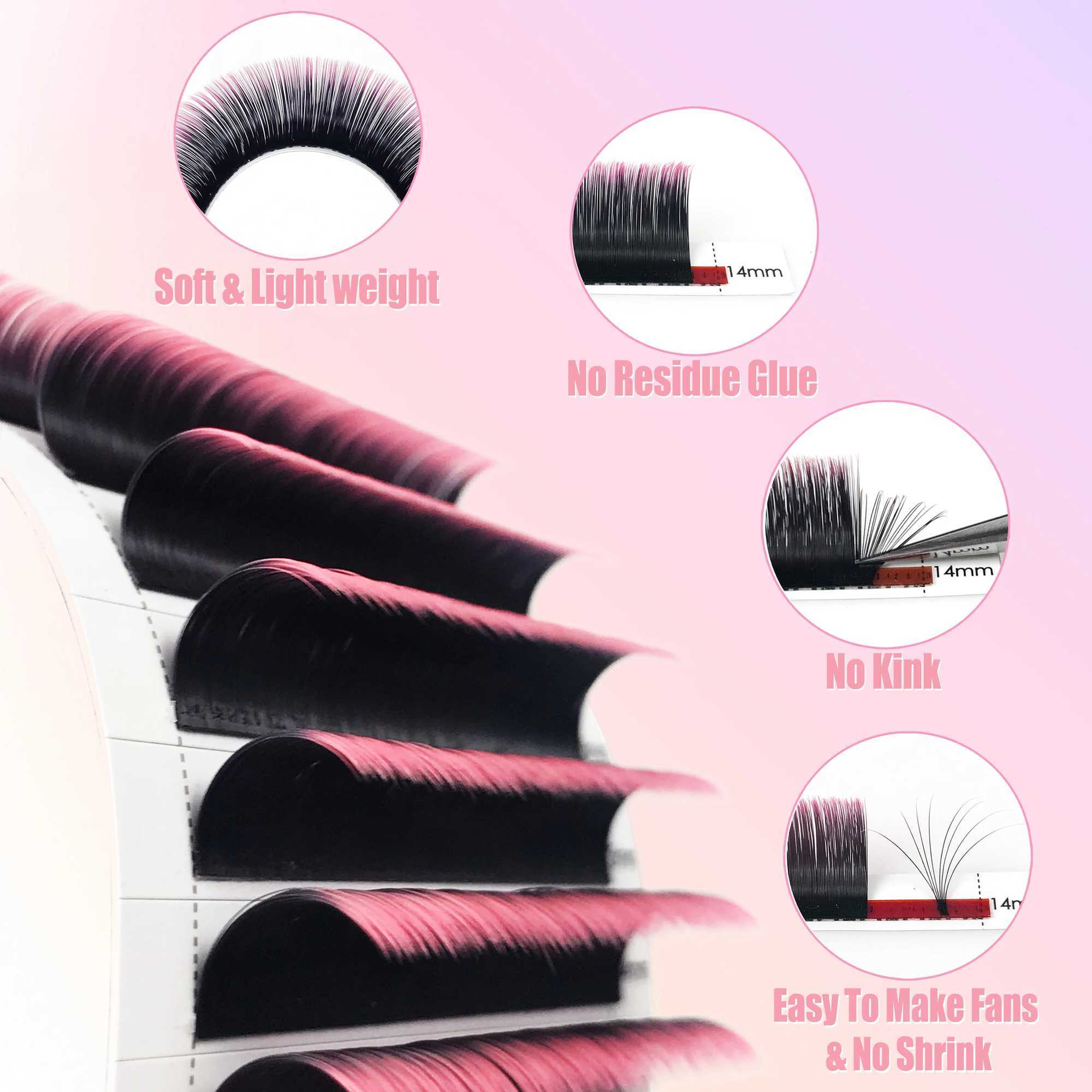 Eyelash Black Ombre Easy Fanning Volume Lashes Extensions Gradient Colored Automatic Flower Lash Eyelashes Mink Mix Lash Tray z250526TBW9