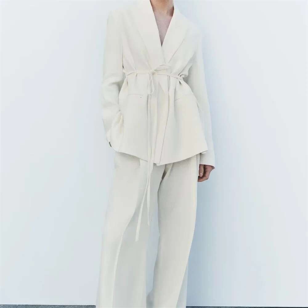 2025 New Women's Casual Elegant Design With European And American Retro Linen Blend Suit Jacket&Pants Set