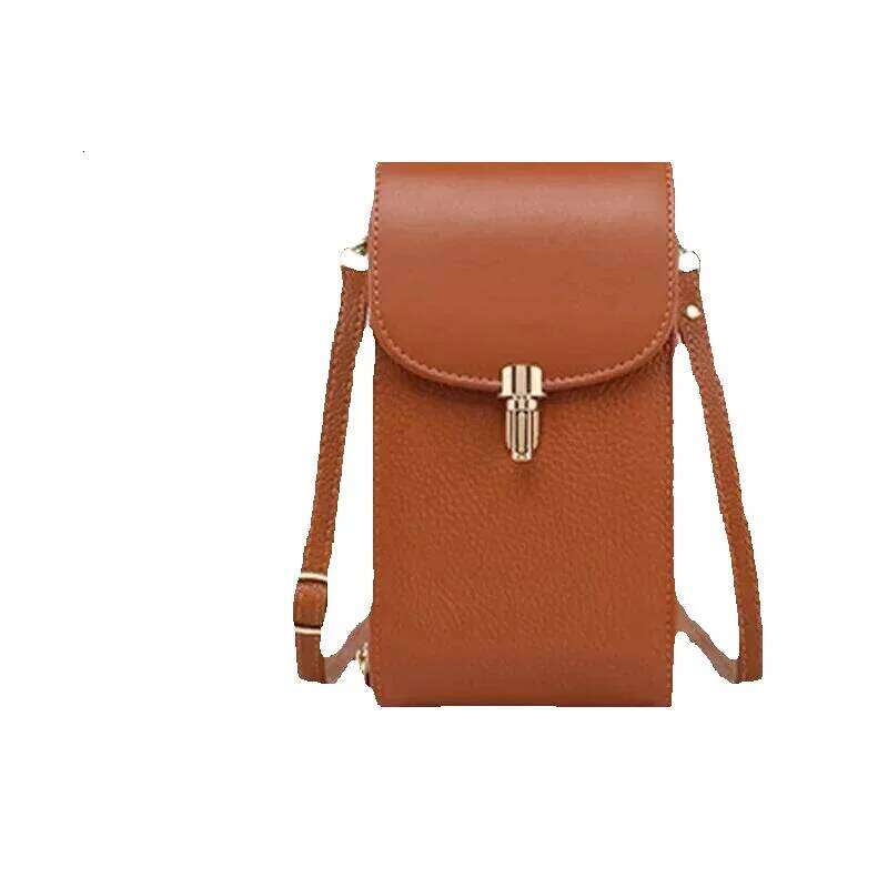 Designer Luxury Designer Luxury Designer Luxury Genuine Leather Phone Solid Color Flip Round Lock Women's Crossbody Bag With Long Shoulder Strap 