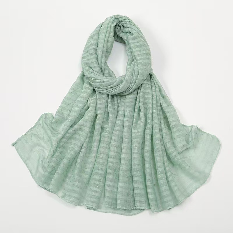T808 Bali silk gold-stamping plaid scarf long scarf female popular solid color women's headscarf