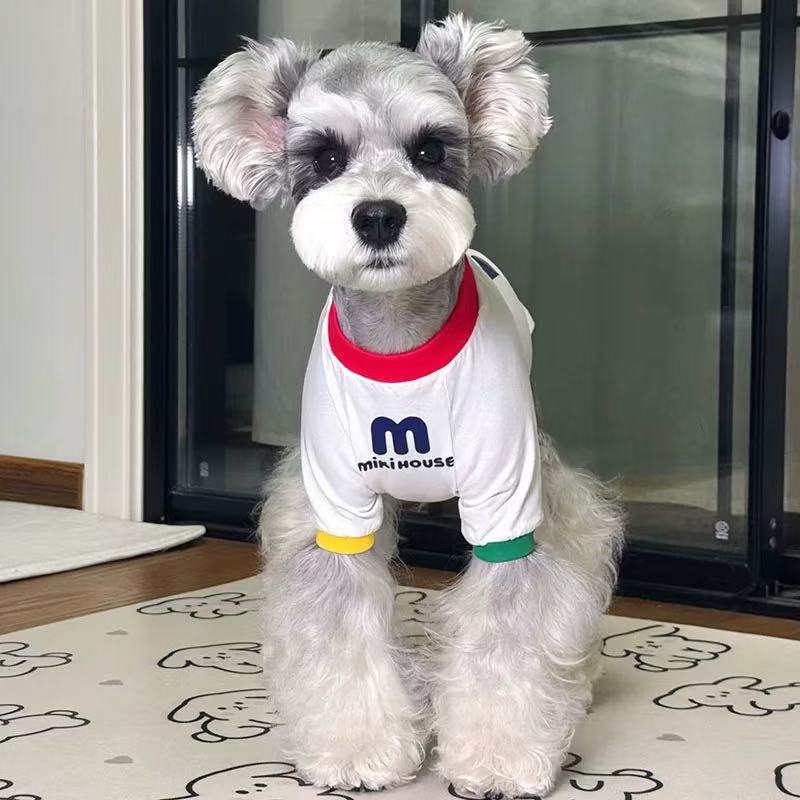 T00308 Dog clothes summer thin T-shirt cotton color matching small flower pet short sleeve summer anti-hair loss Bichon Schnauzer cat