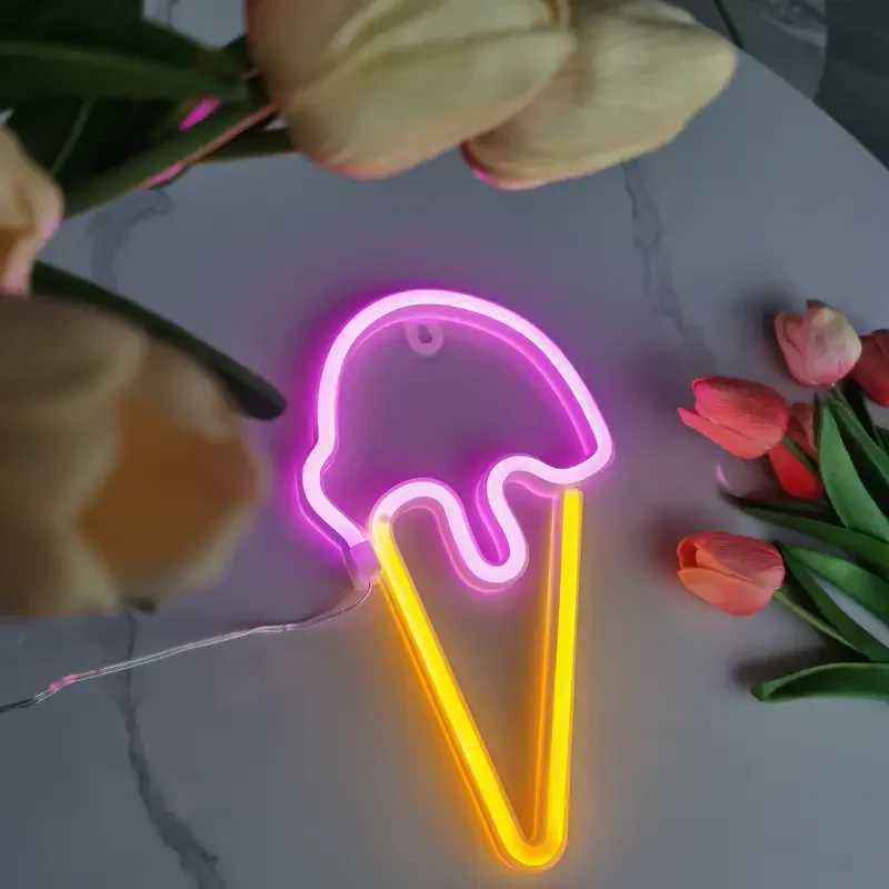 Ice Cream LED Neon Sign Clouds Night Light Battery/USB Operated for Childrens Room Party Birthday Home Bar Gift Decoration W250526