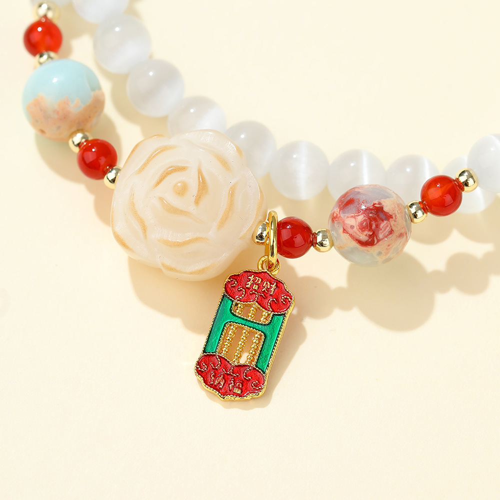 Jewelry layering strawberry crystal for couples and girlfriends, temple style new Chinese jewelry bracelet